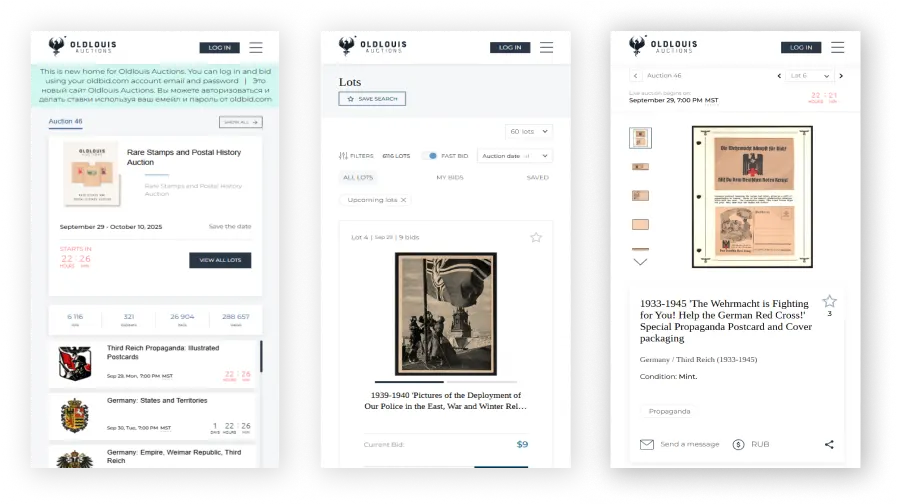 Oldlouis Auctions - Mobile Screen