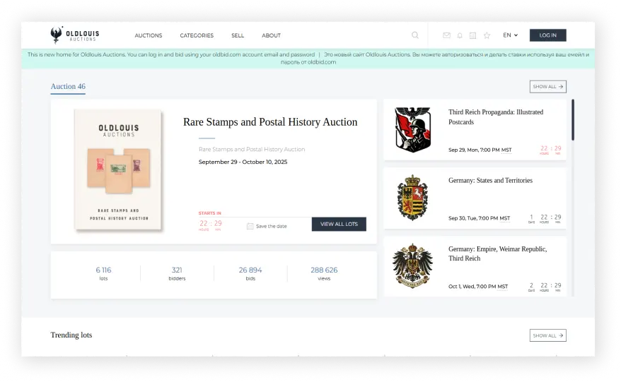 Oldlouis Auctions - Desktop Screen